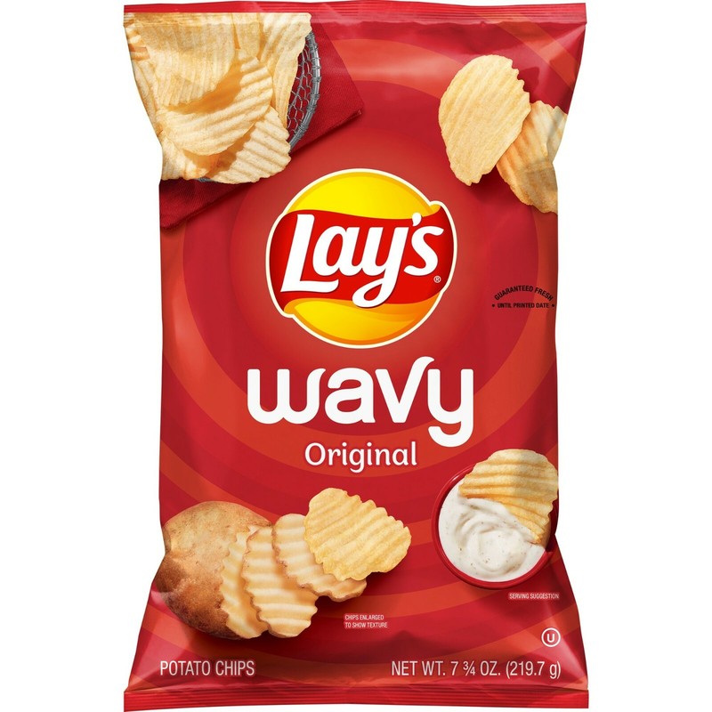 Lay’s Wavy Potato Chips, Original Flavor, 7.75 oz Bag