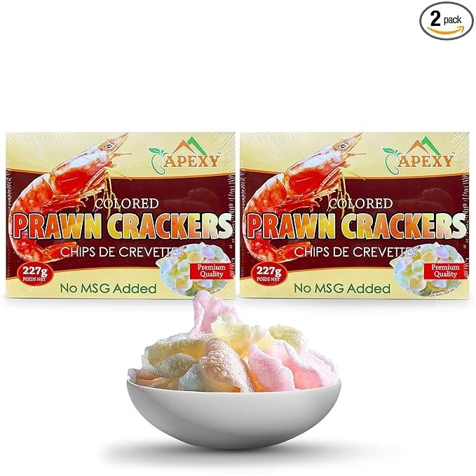 2PCS APEXY Authentic Prawn Crackers Uncooked, Crispy and Delicious Shrimp Chips