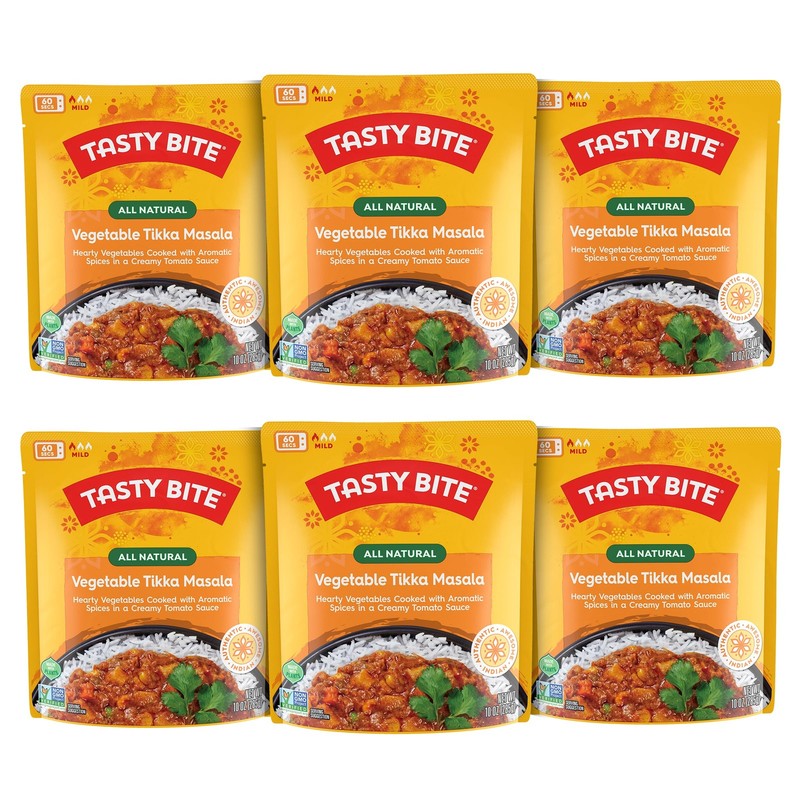 Tasty Bite Vegetable Tikka Masala, 10 Ounce, Pack of 6, Ready to Eat, Microwa…