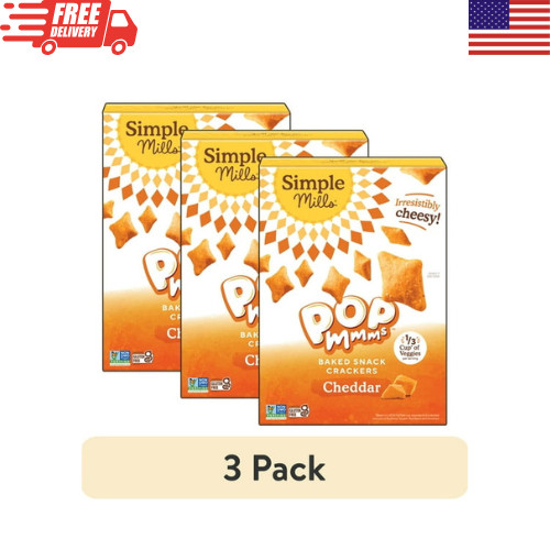 Simple Mills Cheddar Pop Mmms Crackers Gluten Free Vegan 4 Oz 3 Pack