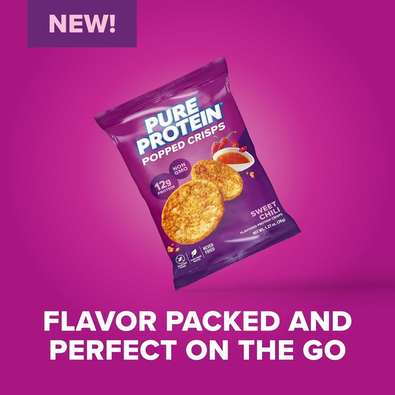 Pure Protein Popped Crisps Sweet Chili High Protein Snack 12g Protein 12 Count F gallery