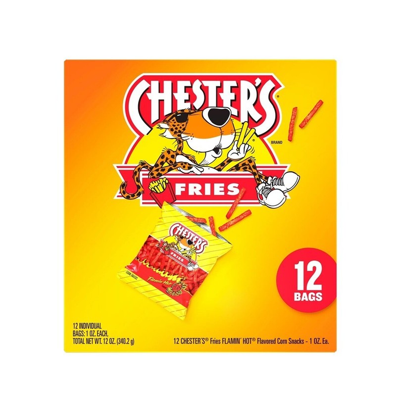 Chester's Fries HOT FLAMIN' Corn Snacks Crunchy 12oz, 12-1oz Single Bags Chester gallery
