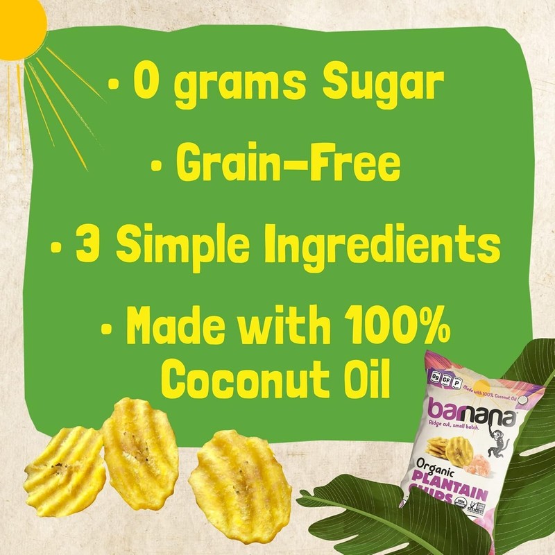 Paleo-Friendly Organic Plantain Chips: Healthy Snack with Himalayan Salt - 2 oz gallery