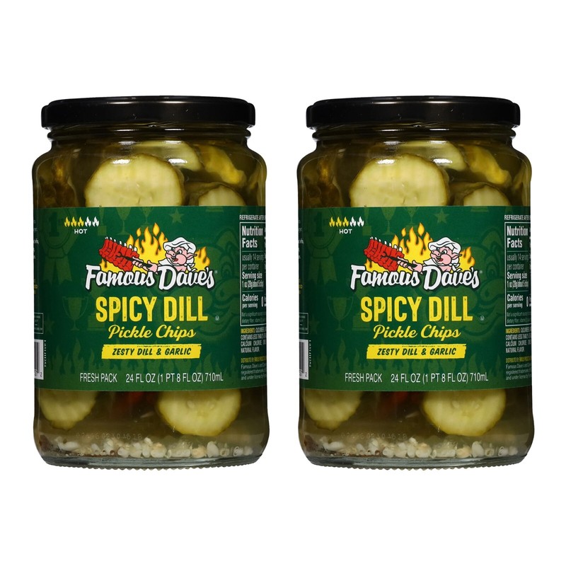 (2 Pack) Famous Dave’s Spicy Dill Pickle Chips, 24 Ounce Jar