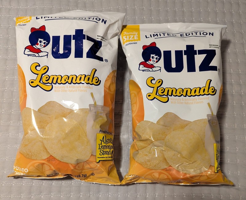 Utz Lemonade Potato Chips 7.75 oz Family Size Bags X2 NEW