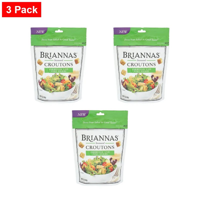 Briannas Parmesan And Fine Herbs Seasoned Croutons 5 oz – 3 Packs