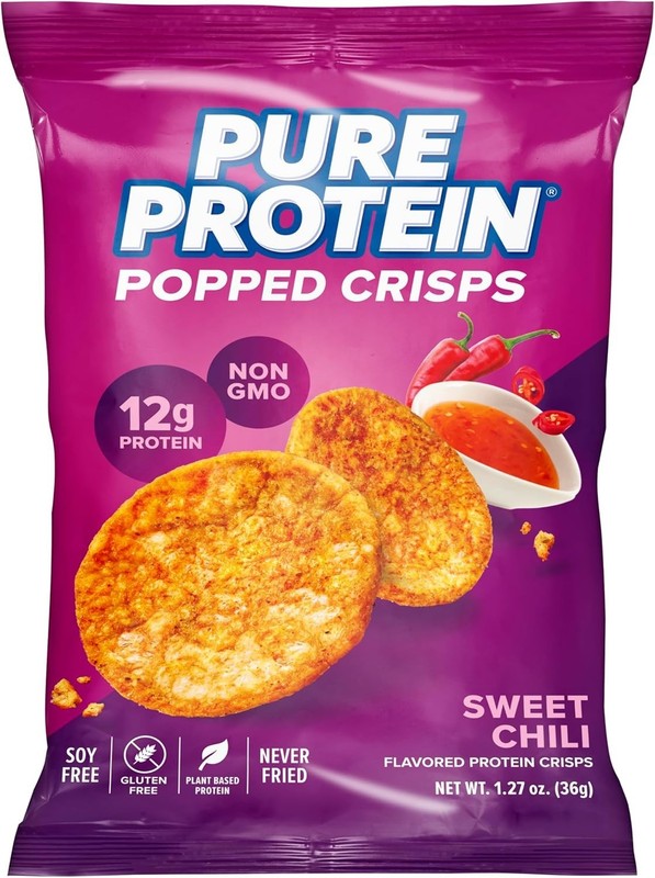 Pure Protein Popped Crisps Sweet Chili High Protein Snack 12g Protein 12 Count F
