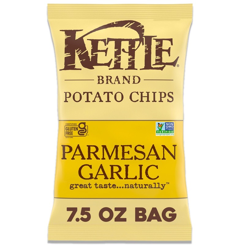 Kettle Brand Parmesan Garlic Potato Chips 7.5 Ounce Gluten Free Snack