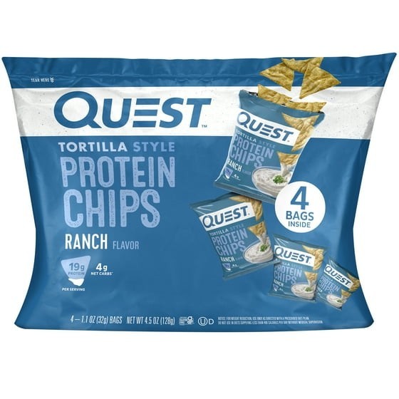 Quest Tortilla Style Protein Chips, Ranch, Baked, Gluten Free, 4 Count…