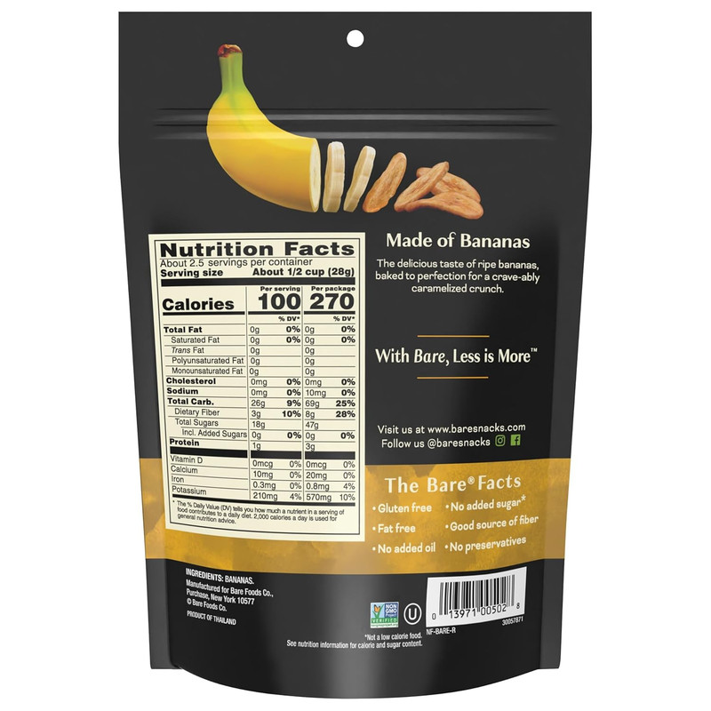 Baked Crunchy Banana Chips, Simply Banana, Gluten Free, 2.7 Oz Bag gallery