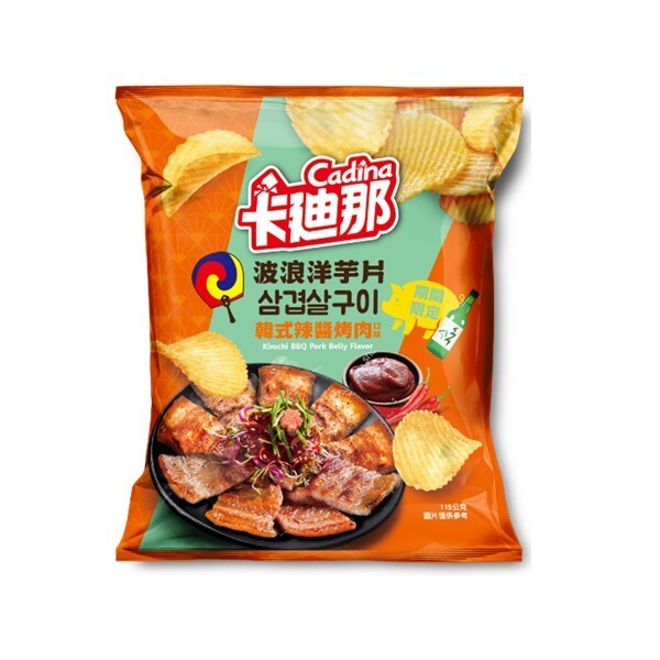 3× (Cadina) Korean Spicy BBQ flavour chips 115g each