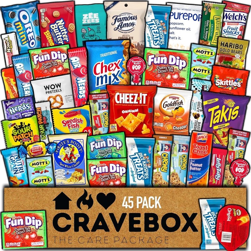 Assorted Snack Box Variety Pack - 45 Count Perfect for Valentine's Day Gifts