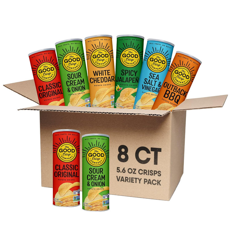 The Good Crisp Company Variety Pack Gluten-Free Potato Chips, 5.6 Oz Cans (Pack
