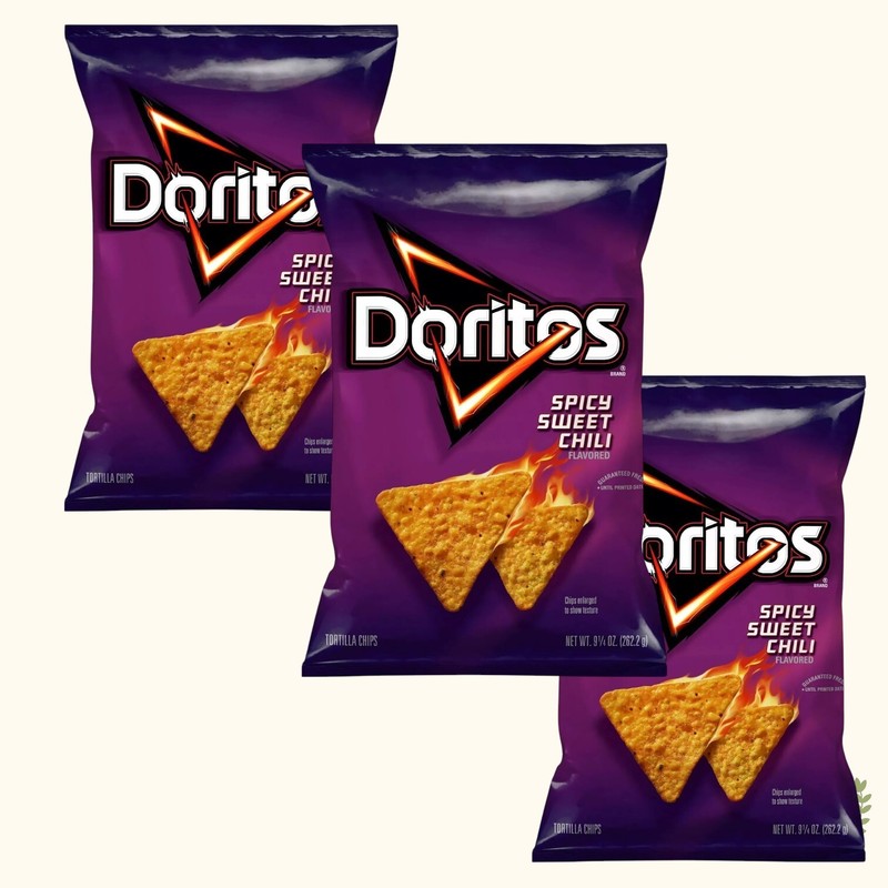 Doritos Tortilla Chips SPICY SWEET CHILI Flavor Snack 9.5 Ounce (Pack of 3)