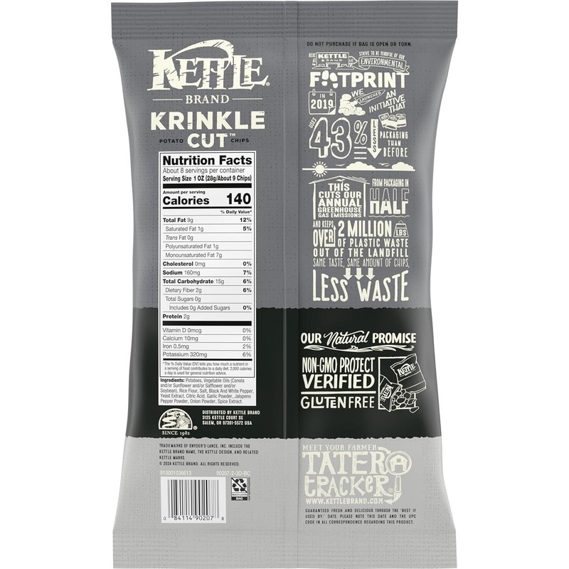 Kettle Brand Krinkle Cut Potato Chips Salt & Fresh Ground Pepper 7.5 Oz gallery