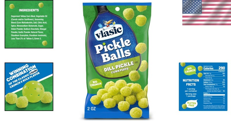 Bold Dill Pickle Flavored Puffed Snacks - Ideal for On-the-Go Crunching, 2 oz. gallery