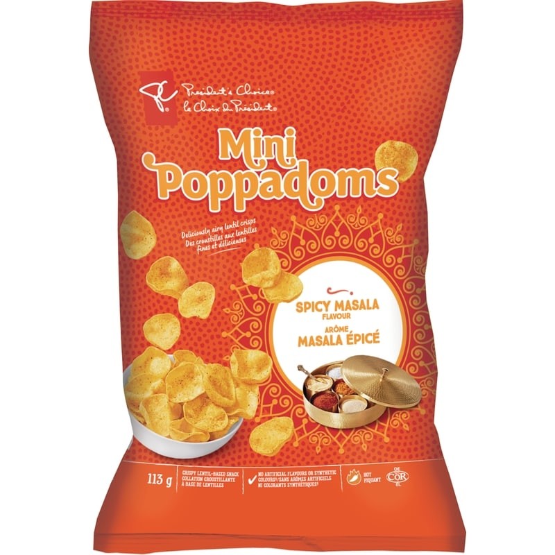 2-Pack President’s Choice Spicy Masala Flavoured Mini Poppadoms