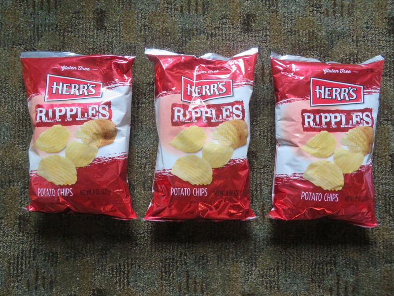 (3) Bags Of Herr’s Ripples Potato Chips 8 Oz Each Gluten Free