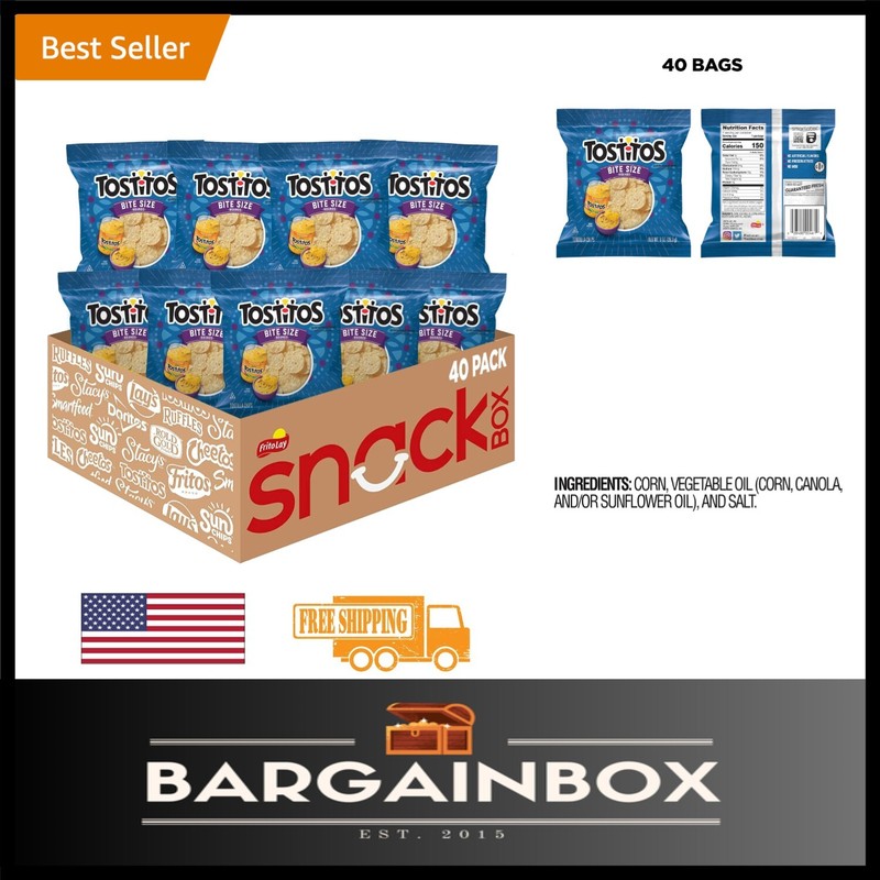 40-Pack Bite-Sized Rounds Tortilla Chips, Low-Calorie Snack for Any Gathering