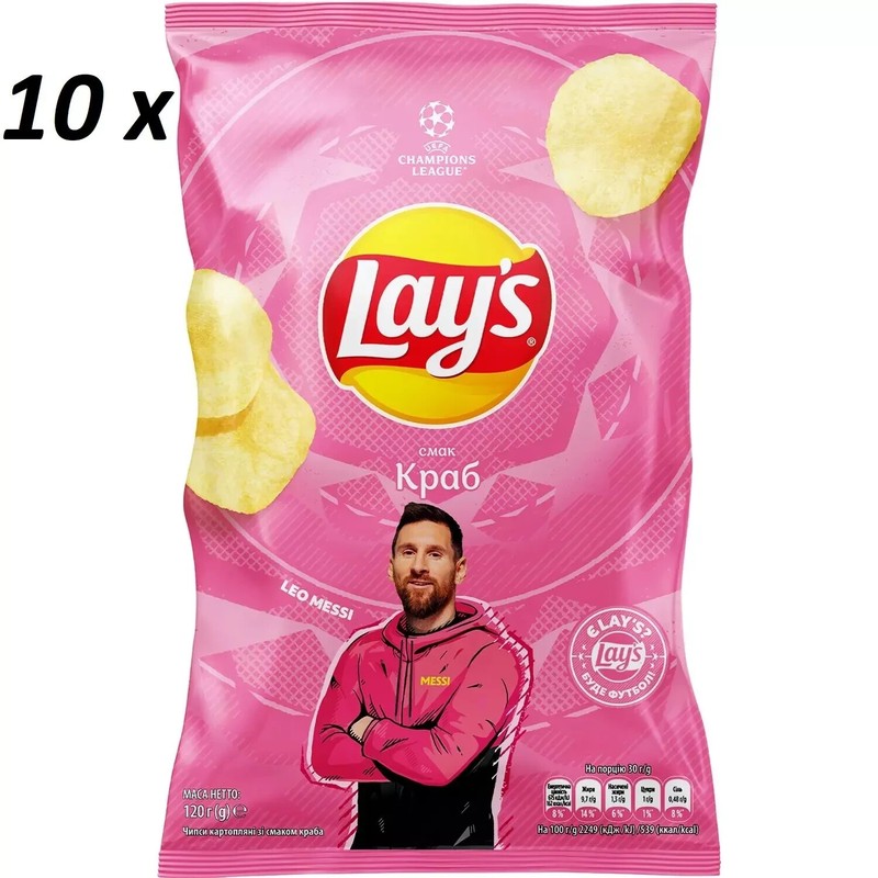 Lays Potato Chips — Crab Flavor x 10 Bags / Size 120 grams ⏵Total 1.2 kg Snack