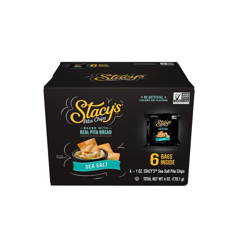 Stacy’s Pita Chips, Sea Salt, No Artificial Colors or Flavors, 1 Oz Pack of 6 gallery