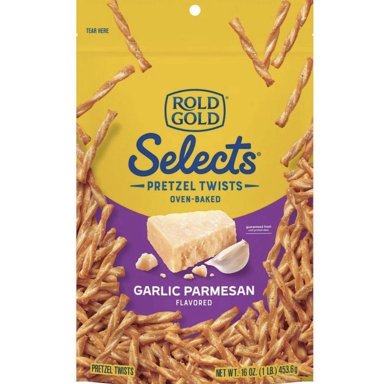 Rold Gold Pretzel Twists GARLIC PARMESAN Pretzels OVEN BAKED Snack 16 oz -2 Bags
