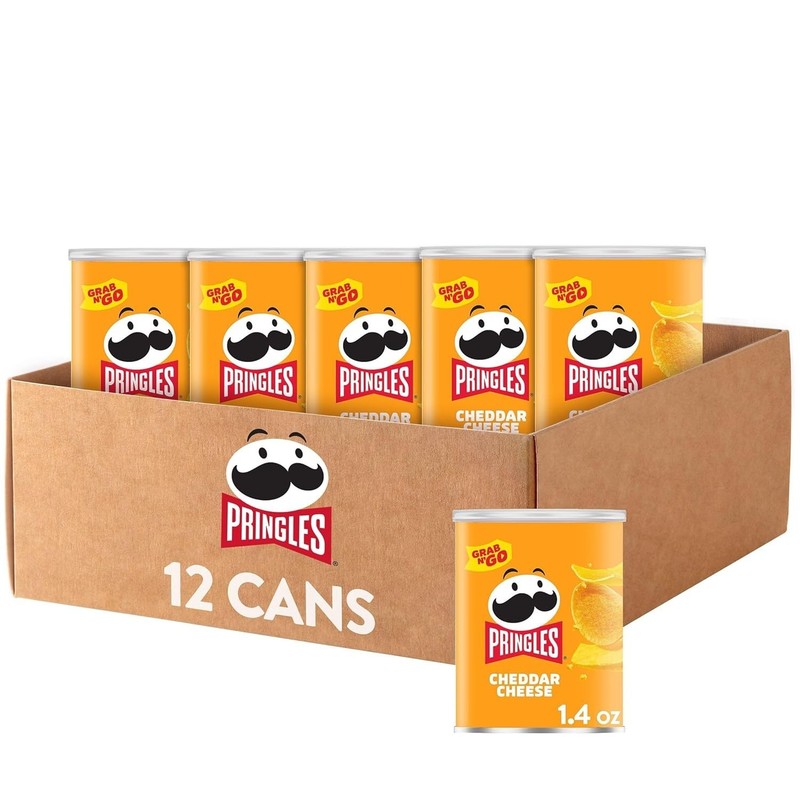 Pringles Cheddar Cheese Potato Crisps Bursting with Flavor 12 Count 1.4 oz Each