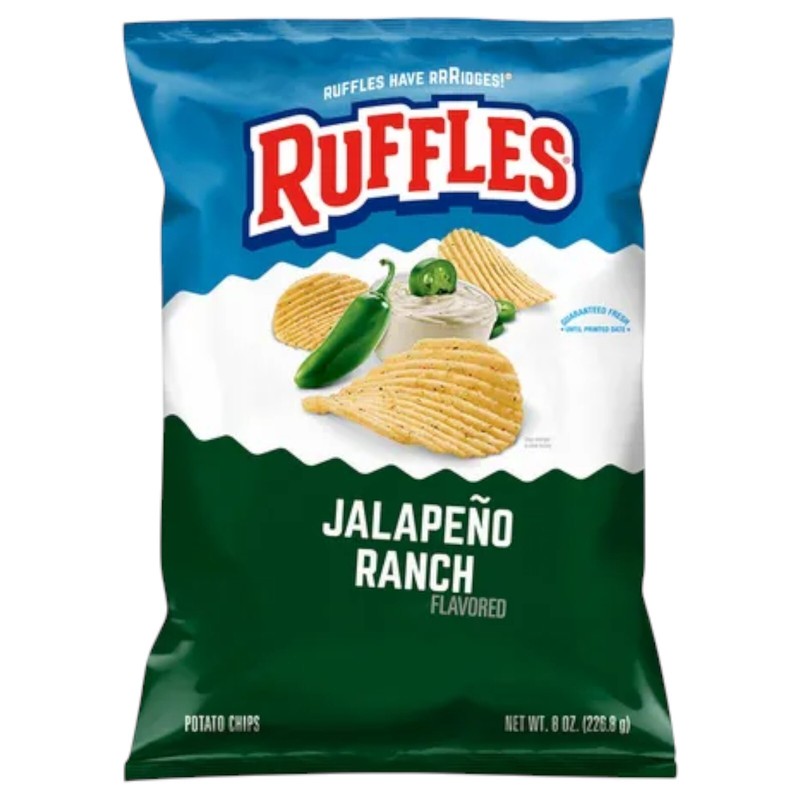Ruffles Potato Chips Jalapeno Ranch Flavored 8.0 Oz 1 Pack