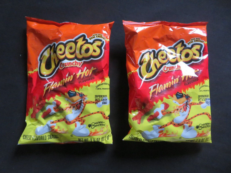 (2) Bag Lot Of Cheetos Crunchy Flamin’ Hot Cheese Flavored Snacks 3.25 Oz Each !