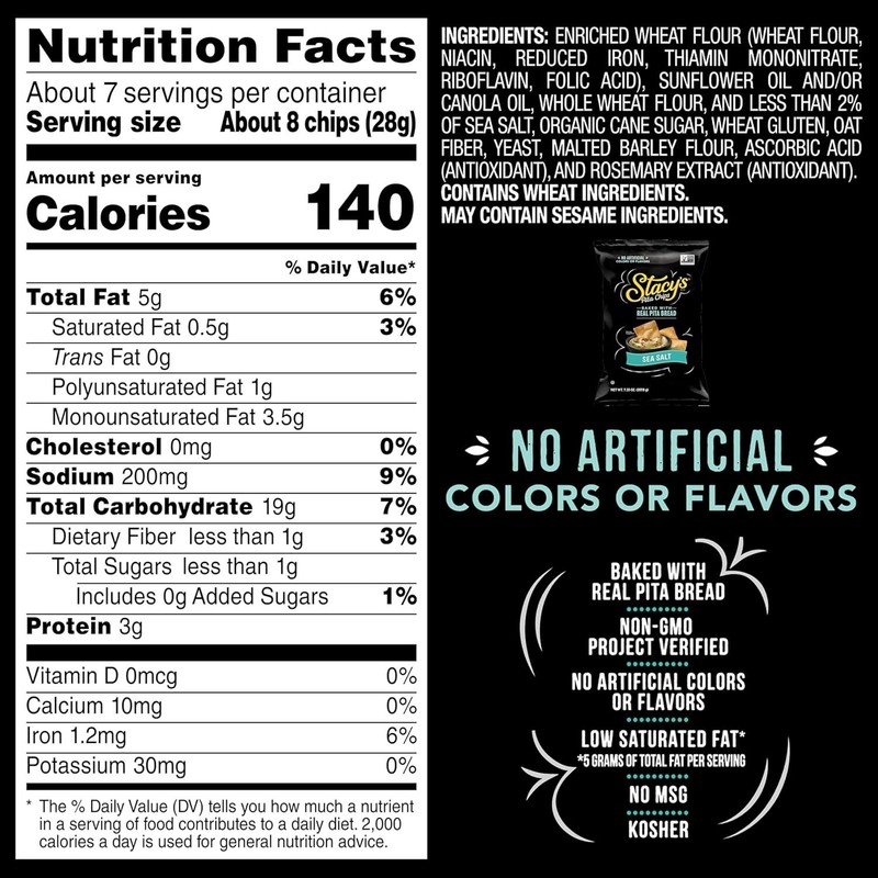 Stacy’s Pita Chips, Sea Salt, No Artificial Colors or Flavors, 7.33 Oz gallery