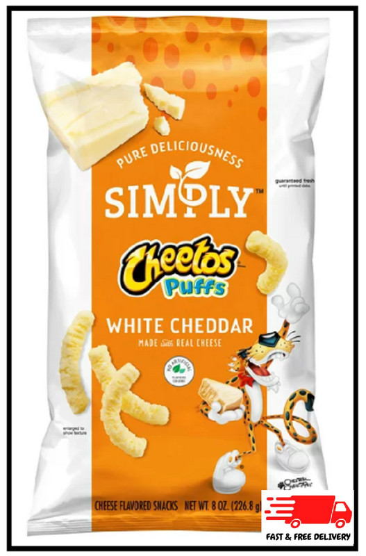 Simply Cheetos Puffs Cheese Flavored Snacks, White Cheddar, 8 oz Bag