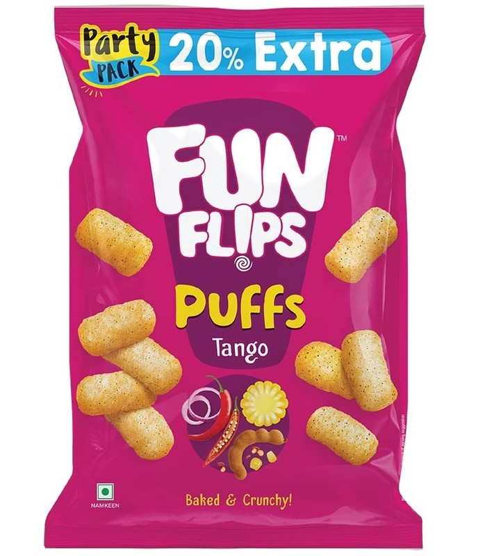 Pack of 12 Fun Flips Puffs Tango -Ready to Eat Snacks (90G/75G Grammage May Vary gallery