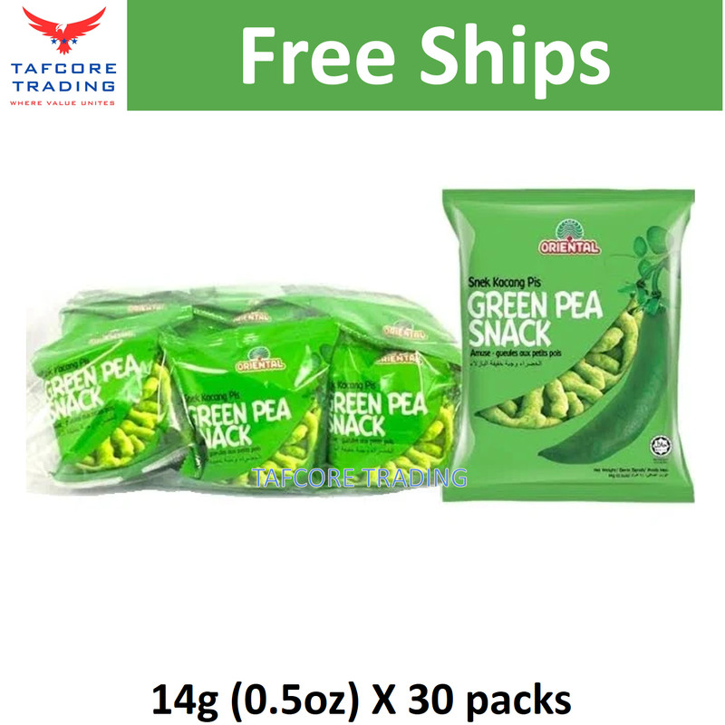 30 Packs x Oriental Green Pea Malaysian Snack (14 gram/0.5oz) Free Ships