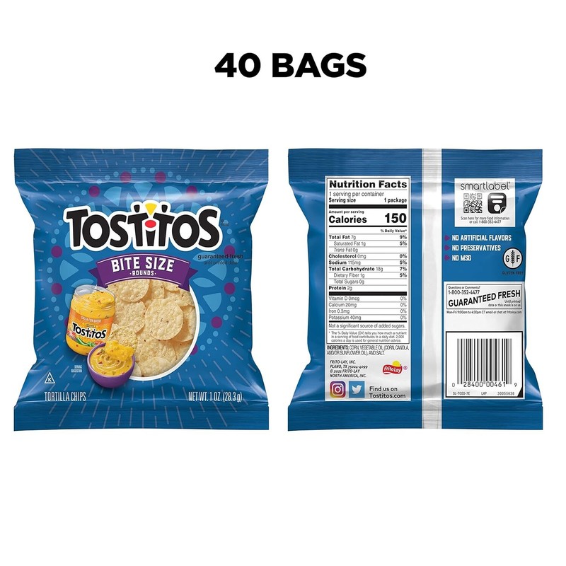Gluten-Free Bite-Sized Rounds Tortilla Chips - 40 Pack for Snacks & Dips gallery