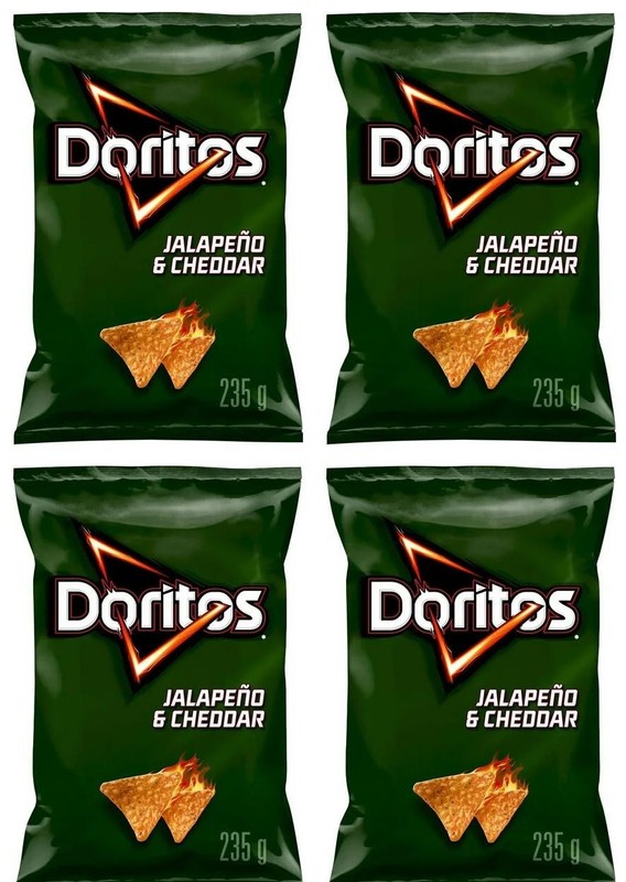 Doritos Jalapeno & Cheddar Flavored Tortilla Chips, 235g (4 Pack)