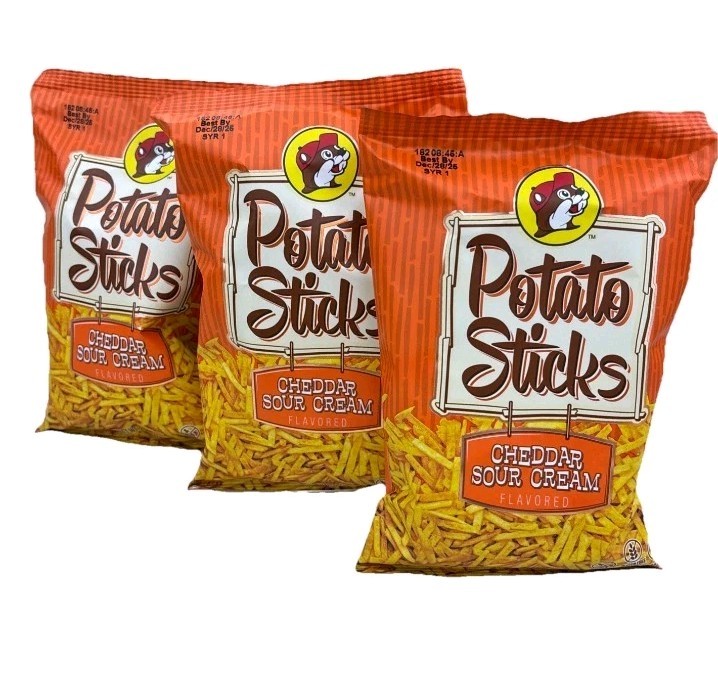 Buc-ee’s Potato Sticks Cheddar Sour Cream Flavored Snacks 2 Oz 3 Packs