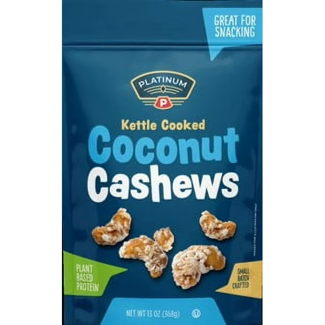 Tropical Coconut Cashews Keto Vegan Snack 13oz Kettle Cooked Nut Treat