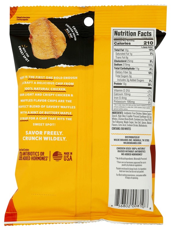 Wilde Chicken & Waffles Protein Chips Gluten Free Snack 1.34 Oz 8 Pack gallery