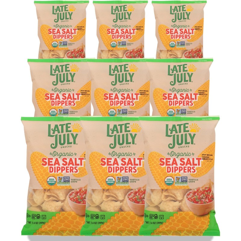 Organic Late July Sea Salt Dippers Tortilla Chips 7.4 Oz 9 Pack