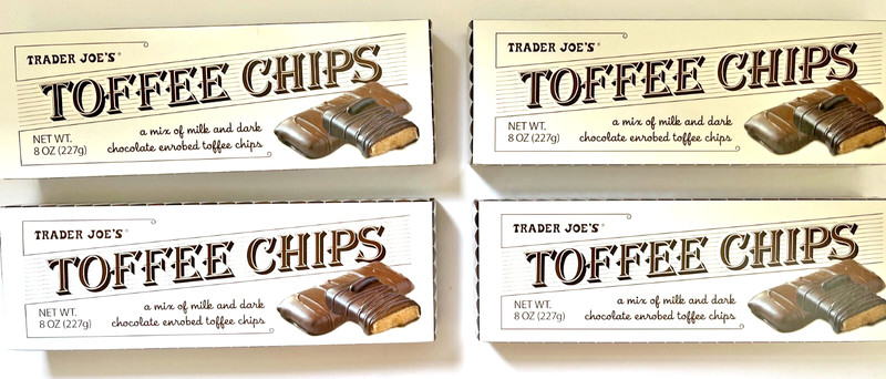 4 Packs Trader Joe’s Toffee Chips Mix of Milk & Dark Chocolate 8 oz Each Pack