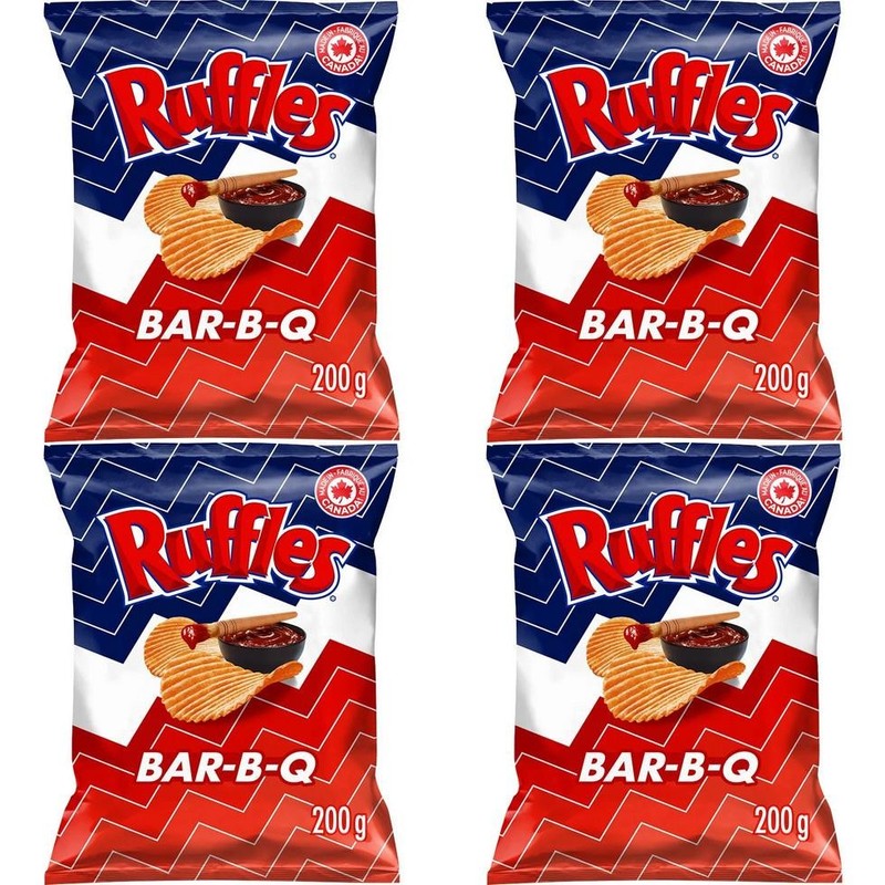 Ruffles Bar-B-Q Flavored Potato Chips, 200g (4 Pack)