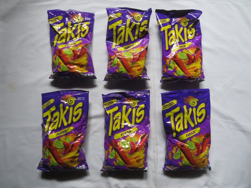 (6) Bag Lot Takis Hot Chili Pepper & Lime Tortilla Chips Fuego 9.9 Oz Each !
