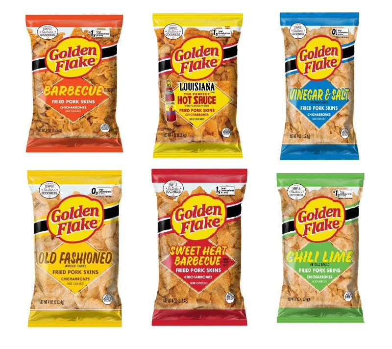 Golden Flake Pork Skins Variety Pack 3.5 oz (6 Pack) Assorted