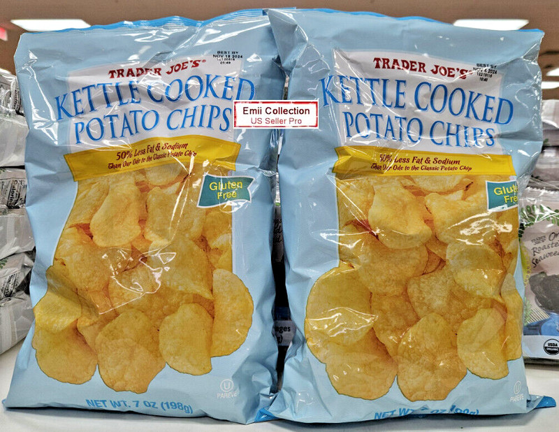 Trader Joe’s Kettle Cooked Potato Chips Gluten Free 7oz 198g (2 Bags)