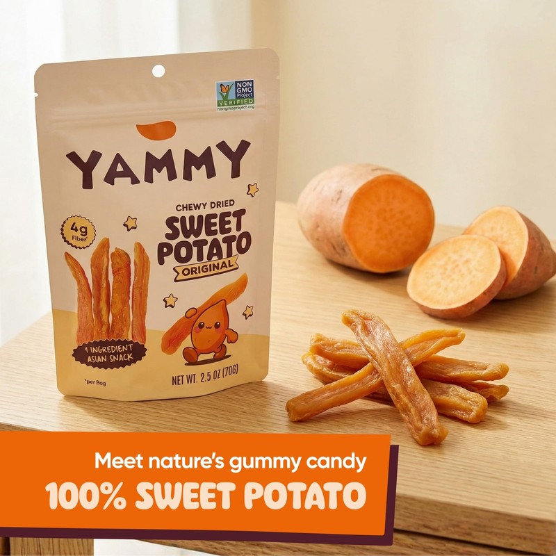 5pk Yammy Chewy Dried Sweet Potato Sticks Healthy Asian Snack 4g Fiber, 2.5oz gallery