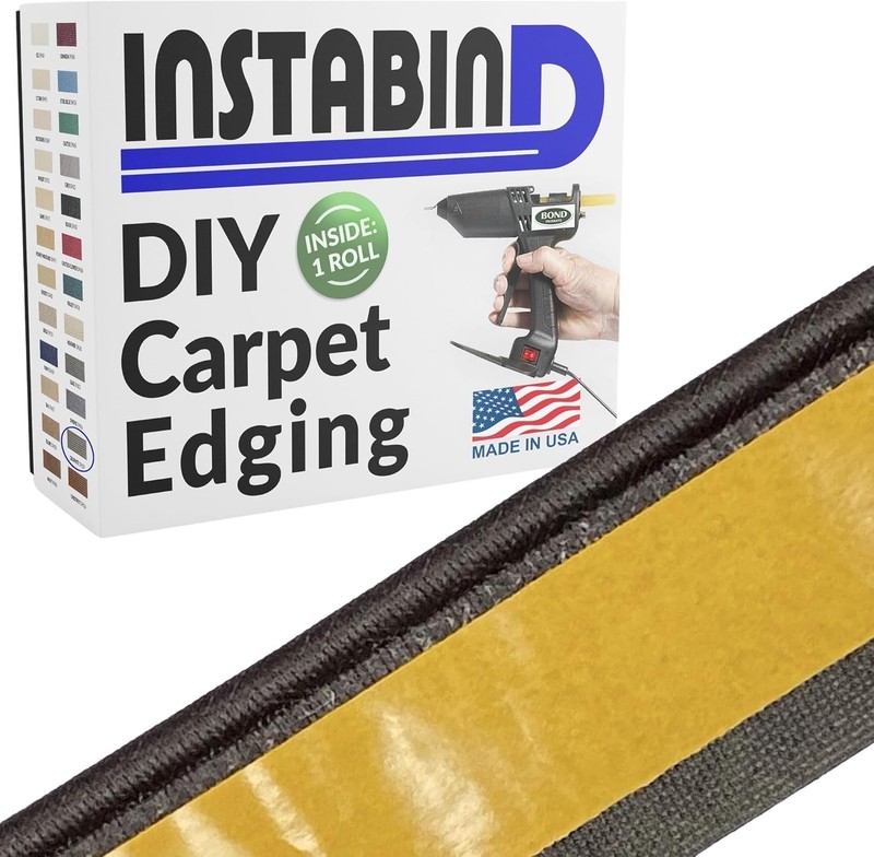 Carpet Edge Binding Regular Style 54 ft Roll Graphite USA Made Durable Hold BLK