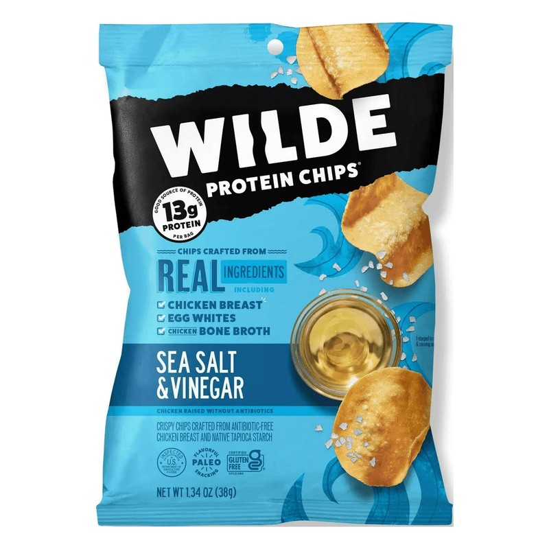 Wilde Protein Chips Sea Salt, & Vinegar Chicken Chips Thin Crispy 1.34oz (4 Pk)