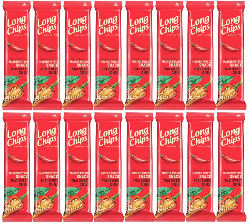 16 LONG CHIPS THAI SWEET CHILI Flavor Mashed Potato Snack Bags 75g 2.65oz