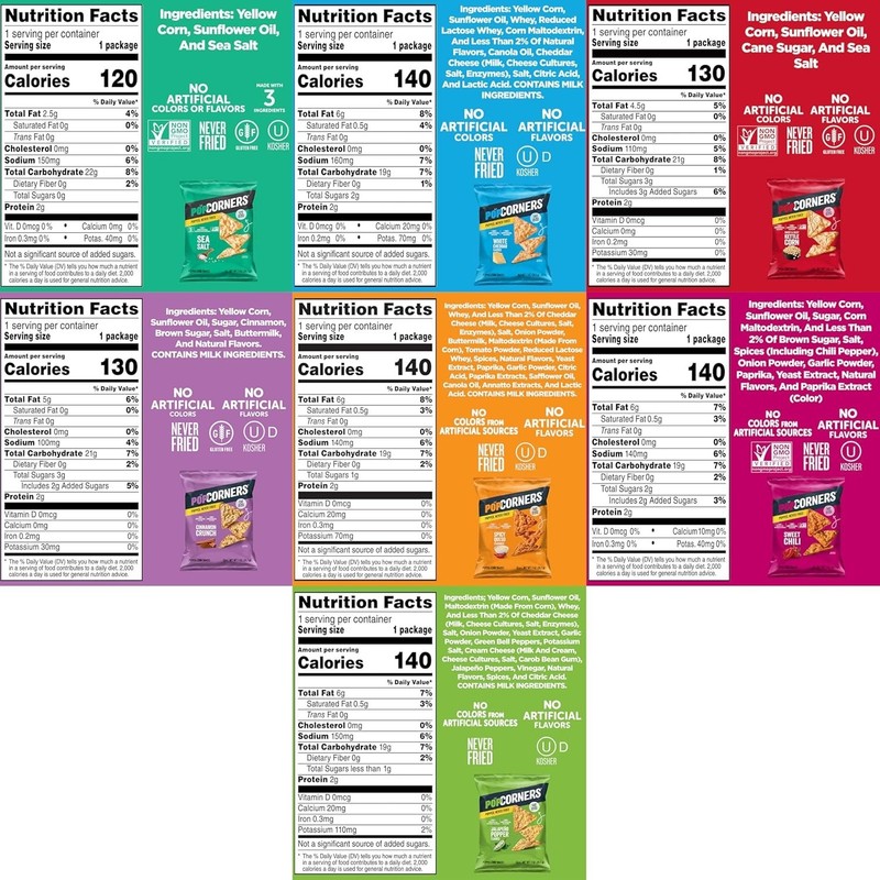 Popped Corn Chips, 7 Flavor Variety Snack Pack, 1 oz Bags, 20 Pack, Gluten Fr... gallery