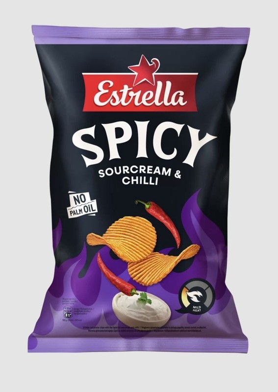Estrella Spicy Sourcream & Chilli Flavor Potato Chips Bag 115g 4oz